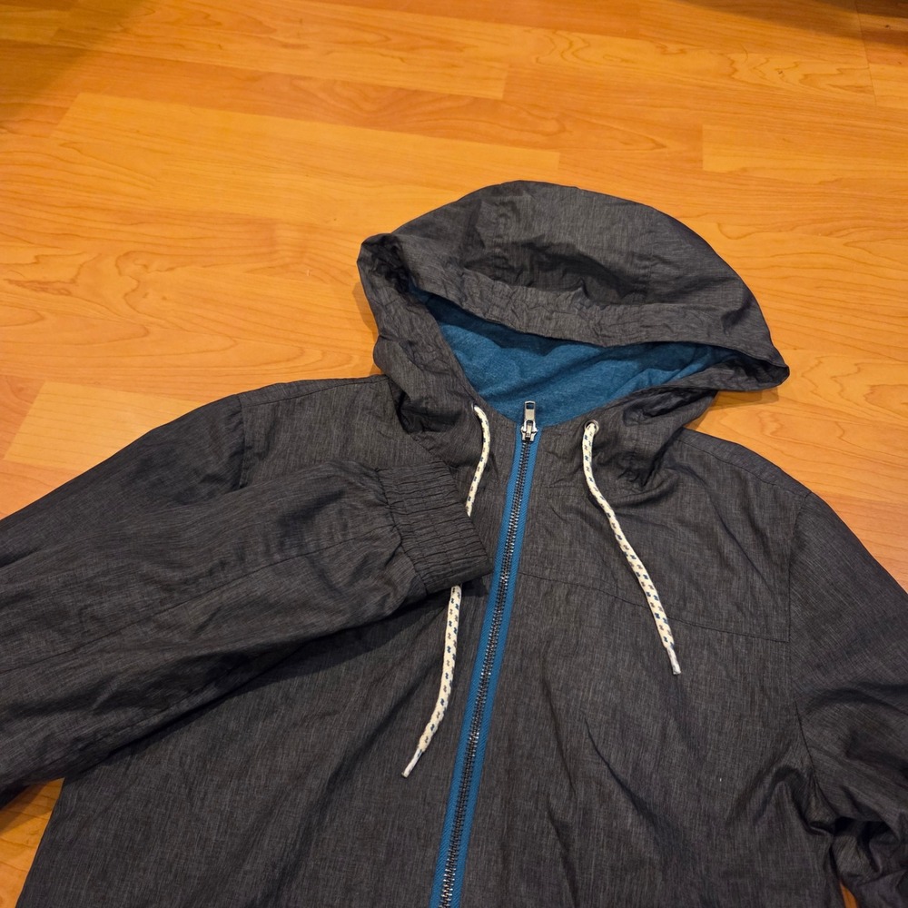 Zine‎ Women's Charcoal Heathered Lightweight Hooded Windbreaker Jacket XS - Picture 2 of 8